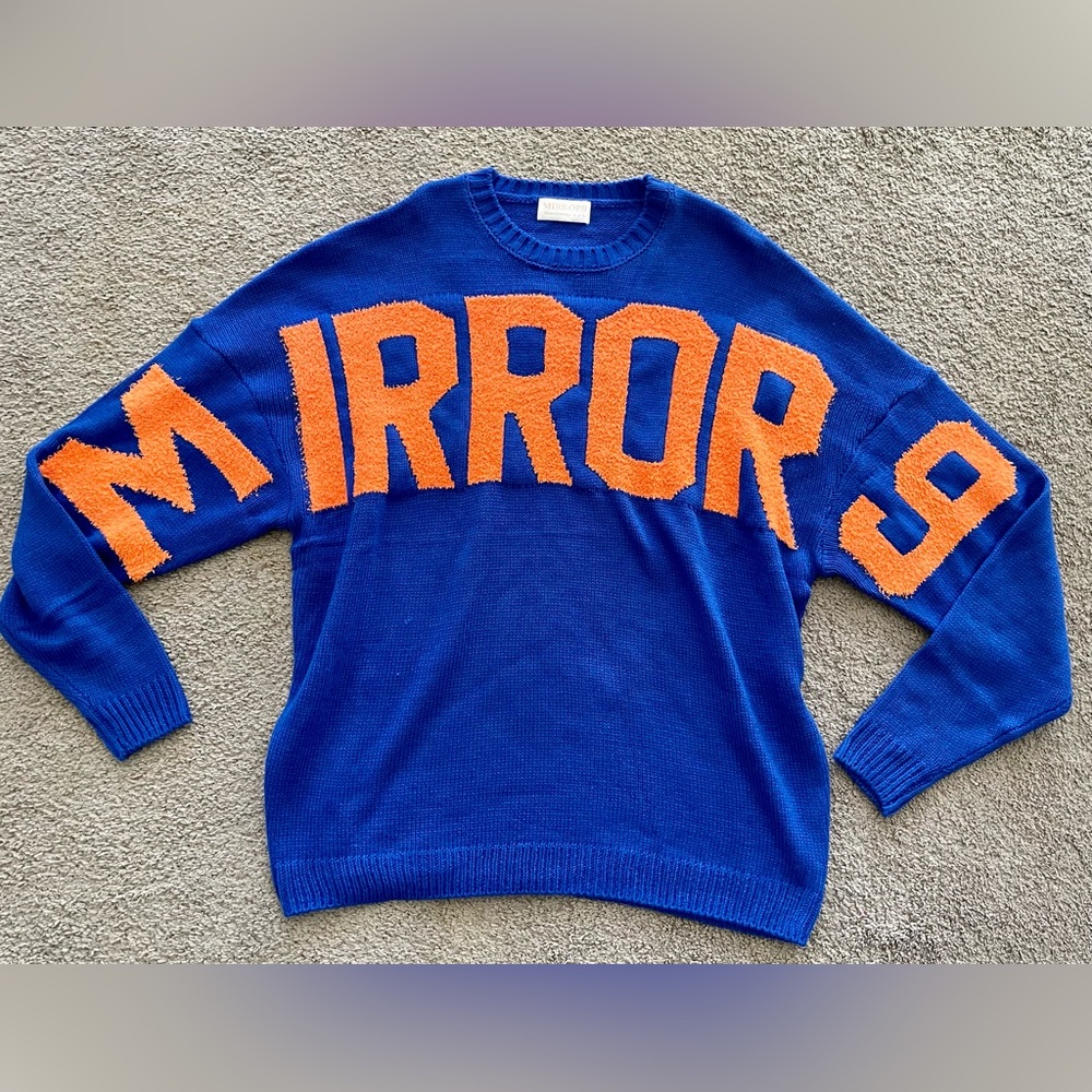 Blue orange Mirror 9 long sleeve women’s sweater shirt NWOT